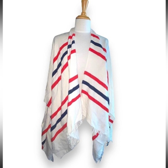 J. McLaughlin Colette fringed striped poncho
One size Americana USA patriotic - Picture 1 of 7